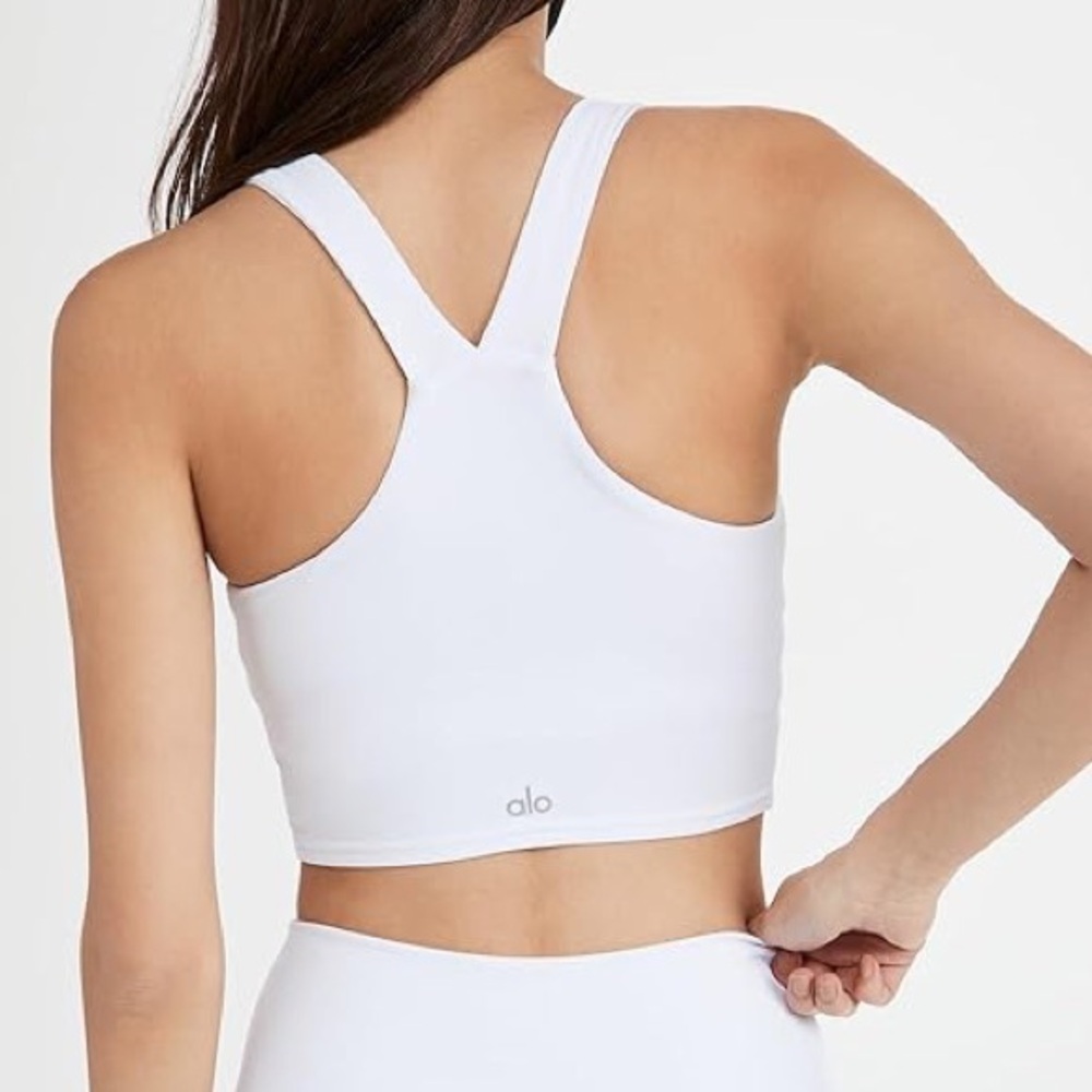 ALO Yoga Airbrush Real Bra Tank White Medium - Picture 3 of 7